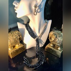 Heidi Daus “ Nightlife Sizzle” Elegant Blue Swarovski Crystal Jewelry Set